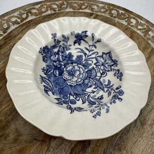 Royal Doulton The Kirkwood Made in England Rimmed Soup Bowl Blue White Cottage